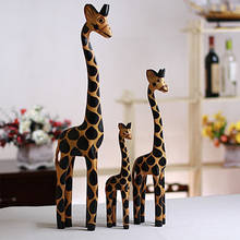 3PCS/Set Wooden Crafts Figurines For Home Decoration Accessories Handmade Articles Giraffe Furnishing Decor Ornament 2024 - buy cheap