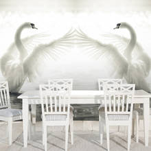 Papel tapiz 3D romántico, Mural De paisaje natural De Lago De cisne blanco, decoración Simple moderna para sala De estar y dormitorio, Papel tapiz De pared 2024 - compra barato