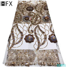 HFX African Sequins Net Lace Fabric 2020 High Quality Nigerian Wedding Lace Fabrics 5Yards French Tulle Lace Material H3071 2024 - buy cheap