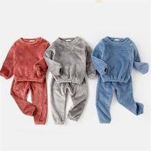 Children's Pajamas Warm For Boys Girls  Home Service Suit Thicken Teen Sleepwear Pullover Trousers Flannel Underwear Set Winter 2024 - buy cheap