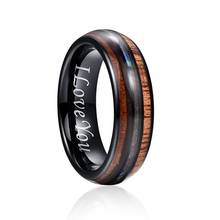 6mm Hawaiian Koa Wood and Abalone Shell Tungsten Carbide Rings Wedding Bands for Men 2024 - buy cheap