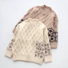 Пуловер вязаный для мальчиков и девочек, зимний теплый, с круглым вырезом, 2020 2024 - купить недорого