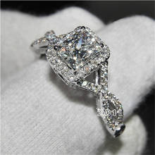 Anel de prata refinada 925 com diamante 3ct, anel feminino de noivado, bijuteria para festa de noiva e casamento 2024 - compre barato