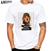 Clever Naughty Beagle Police Office Mugshot Print T-Shirt Men Short Sleeve Jack Russell And Rottweiler Dog Tops Boy Casual Tees 2024 - buy cheap