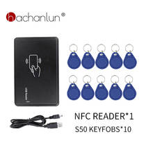 Lector RFID de tarjeta de frecuencia IC UID de 13,56 mHz, solo lector de puerto USB, programador de tarjeta inteligente + 10 Uds. De keyfobs de 13,56 mhz 2024 - compra barato