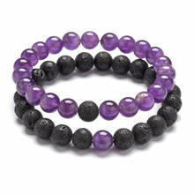 Purple & Black Lava Stone Beads Bracelet DIY Essential Oil Diffuser Bracelet Volcanic for Women Men Jewelry Couple Bracelet 2024 - buy cheap