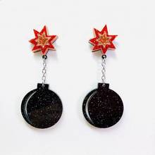 Cute Black Boom Bomb Drop Earrings For Women Funny Female Toy Acrylic Dangle Earrings Party 2024 - buy cheap