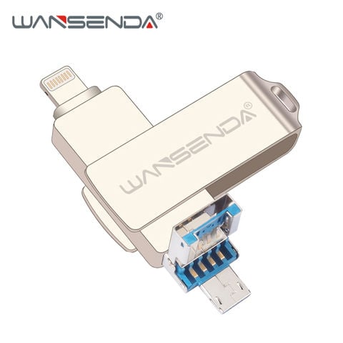 WANSENDA OTG USB Flash Drive 3 in 1 USB3.0 & iOS & Micro usb Pen Drive 128GB 64GB 32GB 16GB 8GB Pendrive USB Stick Flash Disk 2022 - buy cheap