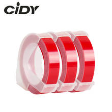 Cidy 3 rolls 9mm 6mm 12mm dymo 3d plástico vermelho cor fitas de gravação para gravando etiqueta fabricantes dymo 1011 1610 12965 motex e101 2024 - compre barato