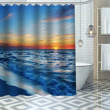 Cortina de ducha impermeable para baño, tejido de poliéster con ganchos, personalizado, alta calidad, paisaje Natural, puesta de sol 2024 - compra barato