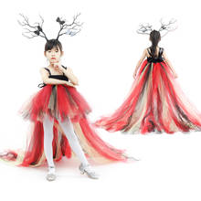 Нарядное маскарадное платье принцессы для девочек; Оранжевый костюм для Хэллоуина; Рождественские детские вечерние платья; Праздничная одежда для девочек; Платья для малышей 2024 - купить недорого