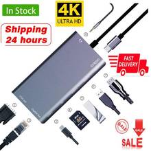 8 In 1 USB C To RJ45 Lan 4K HDMI VGA 2 USB 3.0 SD Card Reader 3.5mm Jack Type C Hub Dock Adapter for Macbook for Samsung Huawei 2024 - buy cheap