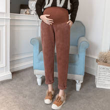 Corduroy Pants Winter Warm Velvet Maternity Pants For Pregnant Women Clothes Loose Thicken Abdominal Trousers Pregnancy Clothing 2024 - buy cheap