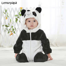 Panda onesie terno do bebê flanela quente animal kigurumis recém-nascido macacão da criança pijama menino menina roupas de inverno engraçado bonito traje 2024 - compre barato