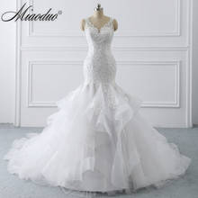 Miaoduo Sexy Backless Lace Wedding Dress Mermaid 2021 V Neck Plus Size Bridal Gowns Ruffled Skirt Boho Vestidos De Novia Custom 2024 - buy cheap
