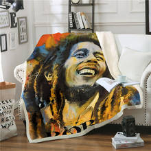 Manta con estampado 3D de personaje divertido, manta de Sherpa para la cama, Textiles para el hogar, estilo Dreamlike 05, Bob Marley Weed 2024 - compra barato