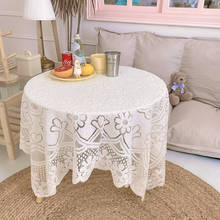 Luxo branco laço algodão toalha de mesa quadrado bordado flor capa de mesa pano jantar decoração do casamento natal 2024 - compre barato