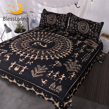 BlessLiving-Juego de ropa de cama de oro y Negro egipcio, funda de edredón decorativa amarilla de arte antiguo, Juego de 3 piezas 2024 - compra barato