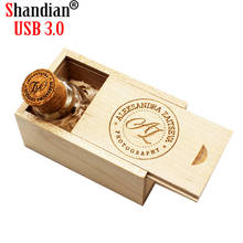 SHANDIAN USB 3.0 drifting bottle usb with wooden box USB  wishing bottle cork  4GB 16GB 32GB 64G wedding gift Free custom logo 2024 - buy cheap