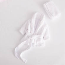 Pijama de flanela para bebê, pijama branco, rosa, adereços para fotografia, manga longa, com lenço e cintura 2024 - compre barato