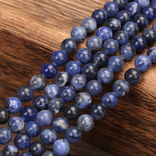 Miçangas soltas redondas azuis para jóias, para atacado 4 6 8 10 12mm 2024 - compre barato