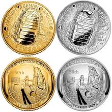 2 unids/lote 2019 US 50 aniversario Apollo 11 Moon Landing huella moneda conmemorativa regalo 2024 - compra barato