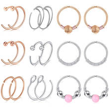 20G Nose Rings Hoop Fake Faux Septum Nose Rings Surgical Steel Clip On Nose Ring Piercing Jewelry 2024 - buy cheap