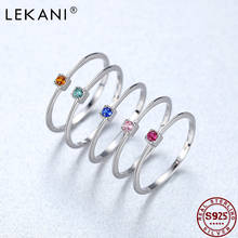 LEKANI-anillo de compromiso de Plata de Ley 925 auténtica para mujer, anillo minimalista de circonita fina, regalo de joyería nuevo para amigos 2021 2024 - compra barato