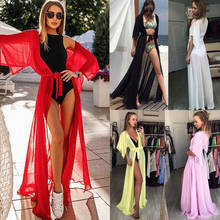 Summer Women Sexy Bikini Cover Up Chiffon Robe Tunic  Swimsuit Beach Long Dress Bathing Suit 2024 - buy cheap