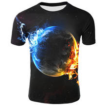 Футболка с 3D-принтом пламени звездного неба, мужские и женские футболки, Галактическая Вселенная, Галактическая футболка с круглым вырезом, Повседневная футболка 2024 - купить недорого