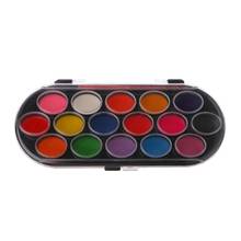 16 pçs conjunto de escova de paleta de aquarela pintura bandeja artesanato desenho arte mini presente do miúdo pigmento em pó 2024 - compre barato