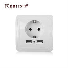 Kebidu Dual USB Port EU Wall Charger Adapter 16A EU Standard Electrical Plug Wall Socket Power Outlet Panel Smart Home 2024 - buy cheap