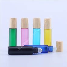30pcs 10ML Matte Color Glass Roll On Essential Oil Perfum Water Transfer Plastic Lid Wood looks Roller Bottles Massage Oil Use 2024 - buy cheap
