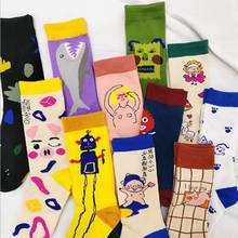 Calcetines coloridos de moda Unisex para hombre y mujer, medias con patrón de Robot espacial de dibujos animados, divertido, lindo, gato, tiburón, Otoño e Invierno 2024 - compra barato
