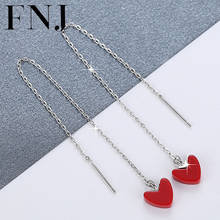 FNJ 925 Silver Drop Earrings for Women Jewelry New Fine 100% Pure Original S925 Silver Sterling Earring Long Tassel Heart Stone 2024 - buy cheap