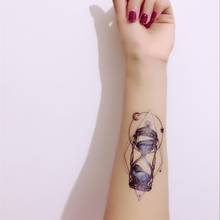 Литературные тату песочные часы линия цветок руки временная татуировка наклейка 2024 - купить недорого