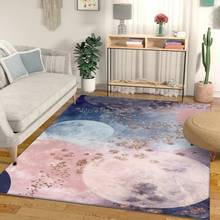 Alfombras bonitas de color rosa y azul para sala de estar, Tapete moderno abstracto con decoración de acuarela para habitación de niños y niñas, mesita de noche 2024 - compra barato