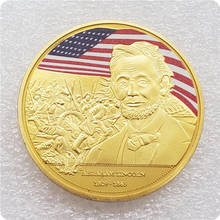 16th президент США Авраам Линкольн памятная монета позолоченная сувенирная художественная коллекция 2024 - купить недорого