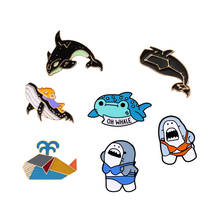 Cartoon Lonely Whale Shark Enamel Pins Ocean Sea Animals Lapel Brooches Creative Fish Badges Collection Jewelry For Women Men 2024 - buy cheap