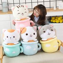 Taza con Gato de peluche de 50cm de alta calidad, juguete suave de dibujos animados, Gato de té con manta, silla para muñecas de peluche, almohada para chico, regalo de cumpleaños 2024 - compra barato