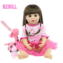 55cm Full Body Silicone Reborn Baby Doll Toy Vinyl Newborn Babies Dress Up Princess Girl Bebe Child Birthday Gift Play House Toy 2024 - buy cheap
