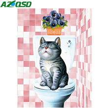 AZQSD Full Square Drill  Diamond Embroidery Cat Flower Picture Of Rhinestones Diamond Painting Animals  Handmade Gift Home Decor 2024 - buy cheap