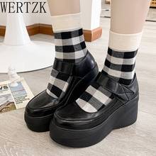 Zapatos Mary Jane de cuña redonda para mujer, calzado de tacón alto con plataforma, suela gruesa de cuero PU, para Cosplay, primavera 2021 2024 - compra barato