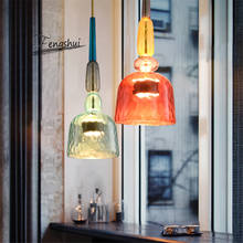 Скандинавская стеклянная подвеска "Конфета", современная светодиодная цветная Подвесная лампа для кафе-бара, Подвесная лампа для гостиной, спальни, кухни 2024 - купить недорого