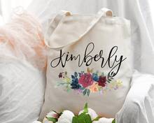 custom floral langauge Bridesmaid tote Bags, Monogram bride canvas tote Bag, will you be my maid of honor proposal gift 2024 - buy cheap