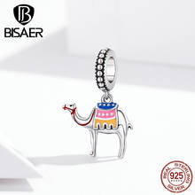 Colección de animales Camel BISAER Plata de Ley 925 cuentas de esmalte colorido Camel pulseras ajustadas joyas de plata 925 ECC1376 2024 - compra barato