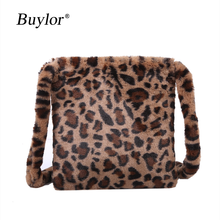 Buylor сумки через плечо леопардовые женские зимние теплые модные дамские плюшевые сумки женские сумки большой емкости через плечо сумки-мессенджеры 2024 - купить недорого