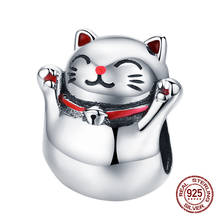 auffik Genuine 925 sterling silver maneki neko beads fit original 3MM charm bracelet & necklace pendant jewelry making 2024 - buy cheap