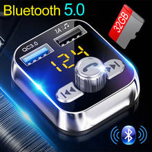 Reproductor de Mp3 para coche, dispositivo manos libres con Bluetooth 2021, transmisor FM, TF, Pendrive, reproducción de música, QC3.0, Cargador USB Dual, detección de voltaje, 5,0 2024 - compra barato