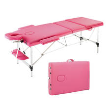 Cama de belleza portátil plegable de 3 secciones, mesa de masaje de aluminio para pies, 60CM de ancho, muebles de salón rosa 2024 - compra barato